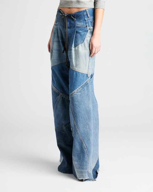 Patchwork Wide-Leg Denim Pants